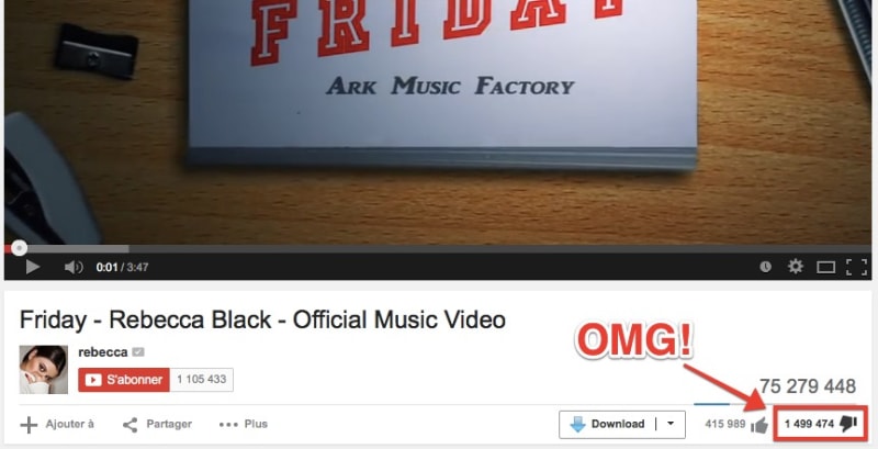 Des avis catastrophique sur Youtube pour Rebecca Black