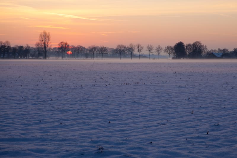 First snow at sunset