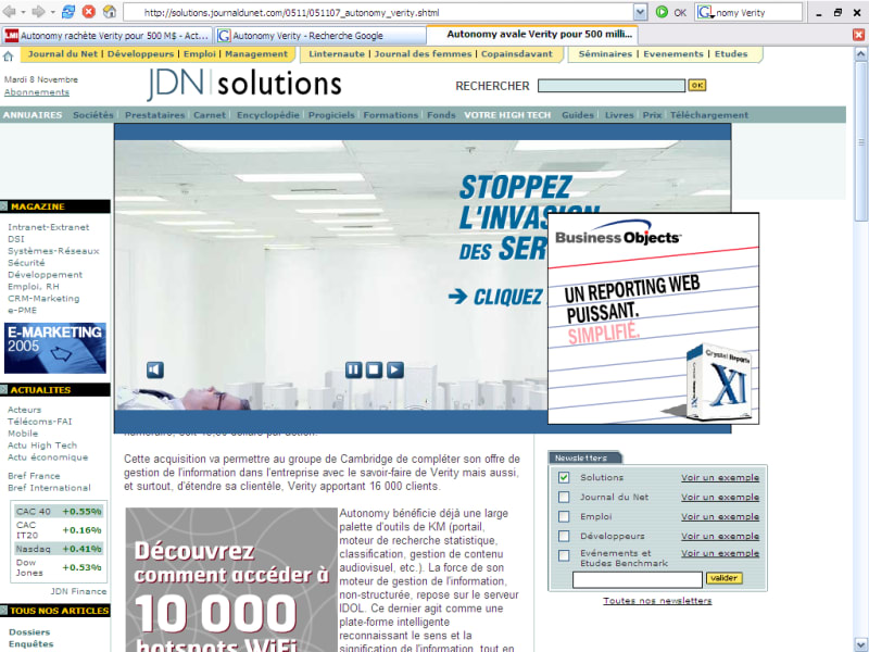 De la pub sur le JdNet