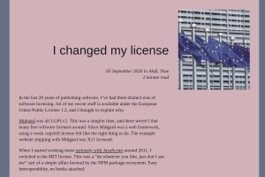 Screenshot of “I changed my license”