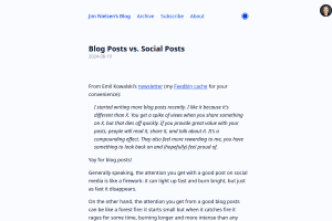 Screenshot of “Blog Posts vs. Social Posts”