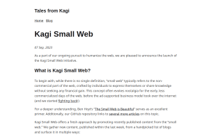 Screenshot of “Kagi Small Web”