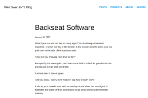 Screenshot of “Backseat Software”