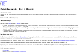 Screenshot of “Rebuilding my site - Part 1: Eleventy”
