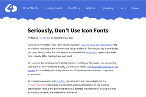 Screenshot of “Seriously, Don’t Use Icon Fonts”