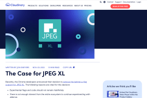 Screenshot of “The Case for JPEG XL”