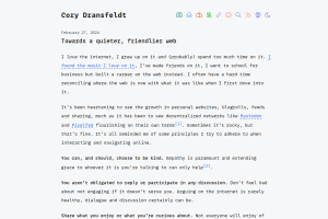 Screenshot of “Towards a quieter, friendlier web”