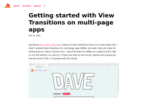 Screenshot of “Getting started with View Transitions on multi-page apps”