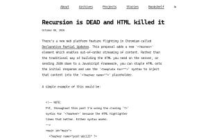 Screenshot of “Recursion is DEAD and HTML killed it”