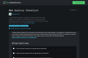 Screenshot of “Web Quality Checklist”