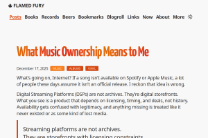 Screenshot of “What Music Ownership Means to Me”