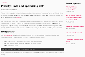 Screenshot of “Priority Hints and optimizing LCP”