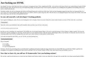 Screenshot of “Just fucking use HTML”