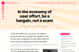 Screenshot of “In the economy of user effort, be a bargain, not a scam”