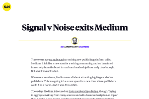 Screenshot of “Signal v Noise exits Medium”