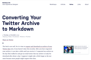 Screenshot of “Converting Your Twitter Archive to Markdown”