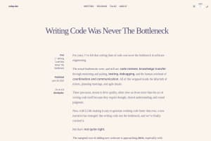 Screenshot of “Writing Code Was Never The Bottleneck”