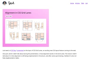 Screenshot of “Alignment in CSS Grid Lanes”