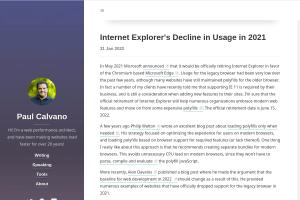 Screenshot of “Internet Explorer’s Decline in Usage in 2021”