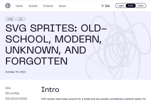 Screenshot of “SVG sprites: old-school, modern, unknown, and forgotten”