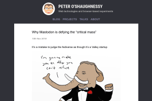 Screenshot of “Why Mastodon is defying the “critical mass””