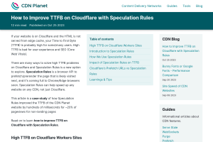 Screenshot of “How to Improve TTFB on Cloudflare with Speculation Rules”