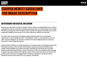 Screenshot of “Cooper Hewitt Guidelines for Image Description”