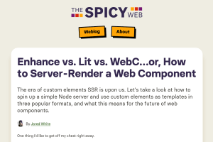 Screenshot of “Enhance vs. Lit vs. WebC…or, How to Server-Render a Web Component”