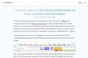 Screenshot of “I wasted a day on CSS selector performance to make a website load 2ms faster”