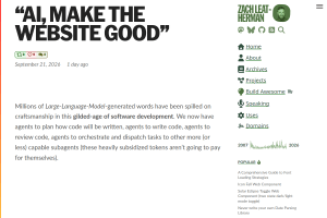 Screenshot of ““AI, make the website good””