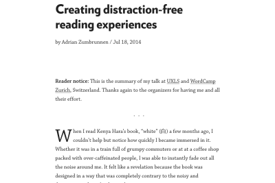 screenshot of Creating distraction-free reading experiences