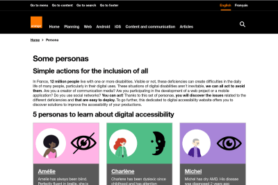screenshot of Some personas - Orange digital accessibility guidelines
