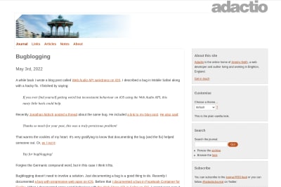 screenshot of Bugblogging