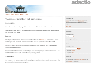 screenshot of The intersectionality of web performance