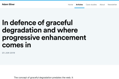 screenshot of In defence of graceful degradation and where progressive enhancement comes in