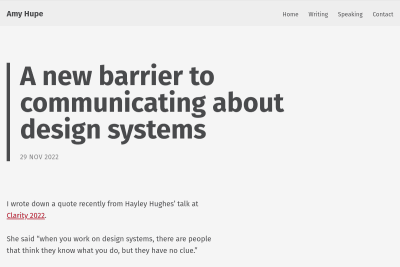 screenshot of A new barrier to communicating about design systems