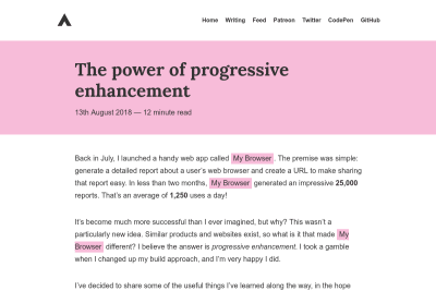screenshot of The power of progressive enhancement