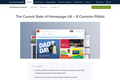 screenshot of The Current State of Homepage UX – 8 Common Pitfalls