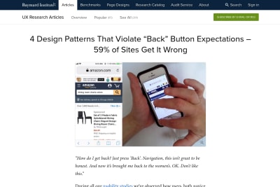 screenshot of 4 Design Patterns That Violate “Back” Button Expectations – 59% of Sites Get It Wrong