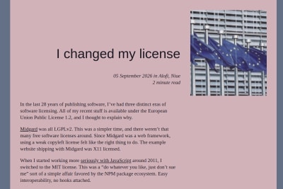 screenshot of I changed my license