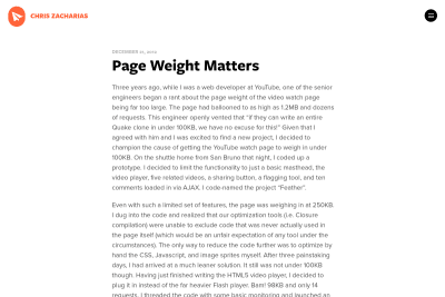 screenshot of Page Weight Matters