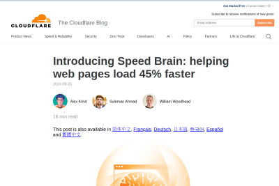 screenshot of Introducing Speed Brain: helping web pages load 45% faster