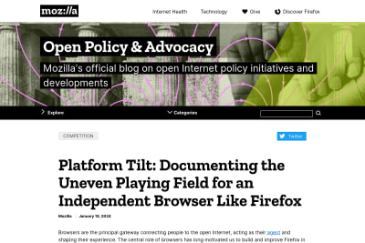 screenshot of Platform Tilt: Documenting the Uneven Playing Field for an Independent Browser Like Firefox