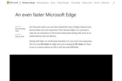 screenshot of An even faster Microsoft Edge
