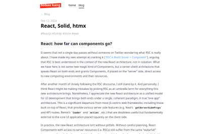 screenshot of React, Solid, htmx