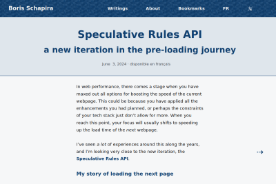 screenshot of Speculative Rules API – a new iteration in the pre-loading journey