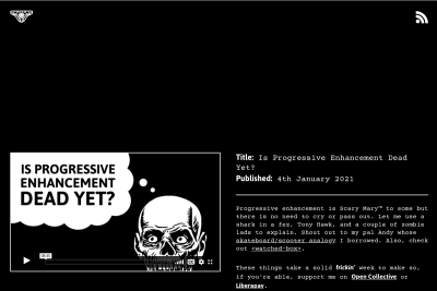 screenshot of Is Progressive Enhancement Dead Yet?