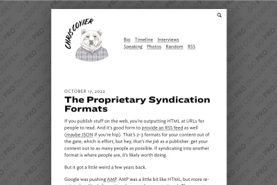 screenshot of The Proprietary Syndication Formats