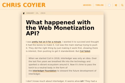 screenshot of What happened with the Web Monetization API?