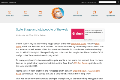 screenshot of Style Stage and old people of the web